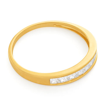 9ct Yellow Gold Princess Cut Channel Set Cubic Zirconia Ring