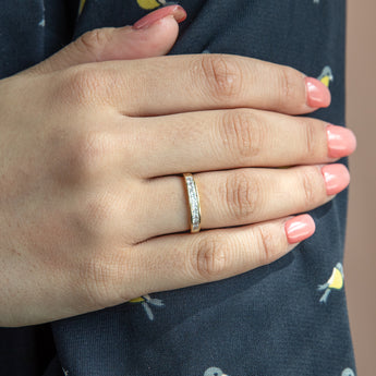 9ct Yellow Gold Princess Cut Channel Set Cubic Zirconia Ring