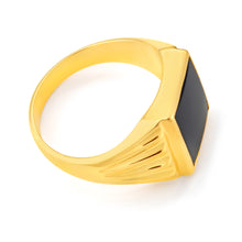 Load image into Gallery viewer, 9ct Yellow Gold Onyx 14x12mm Gents Ring