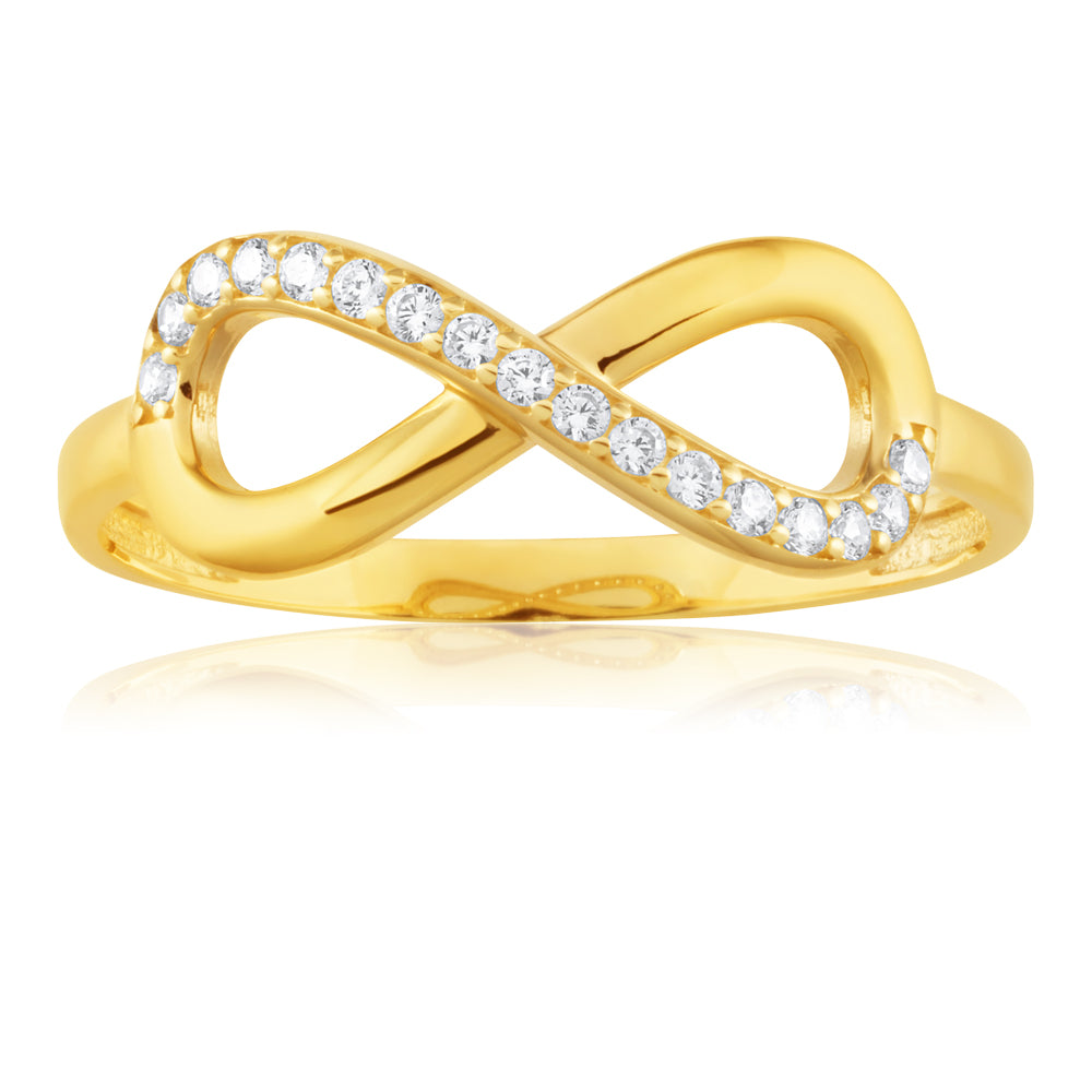 9ct Yellow Gold Cubic Zirconia Infinity Ring
