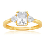 9ct Yellow Gold Zirconia Emerald Cut Ring
