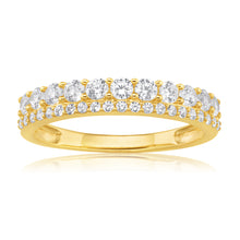 Load image into Gallery viewer, 9ct Yellow Gold Zirconia Eternity Straight Ring