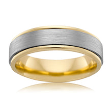 Load image into Gallery viewer, 9ct Yellow Gold and Titanium 6.5mm Matt Finish Ring. All Sizes