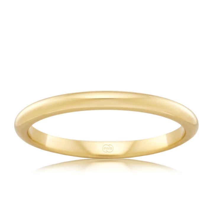 9ct Yellow Gold 2.5mm High Dome Ring