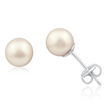 Load image into Gallery viewer, Sterling Silver Cream Freshwater Pearl Round Stud Earrings 6-6.5mm