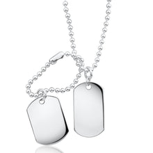 Load image into Gallery viewer, Sterling Silver Dog Tags Pendant With 50cm Chain