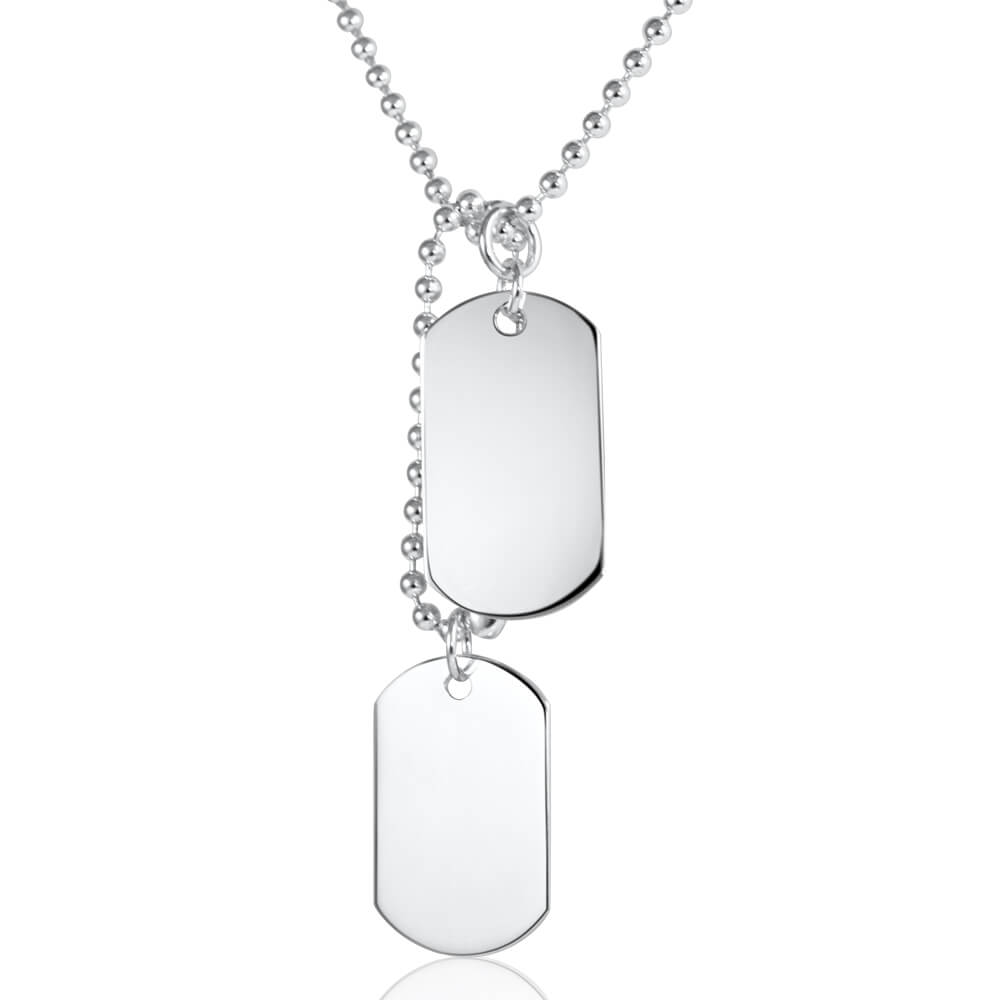 Sterling Silver Dog Tags Pendant With 50cm Chain
