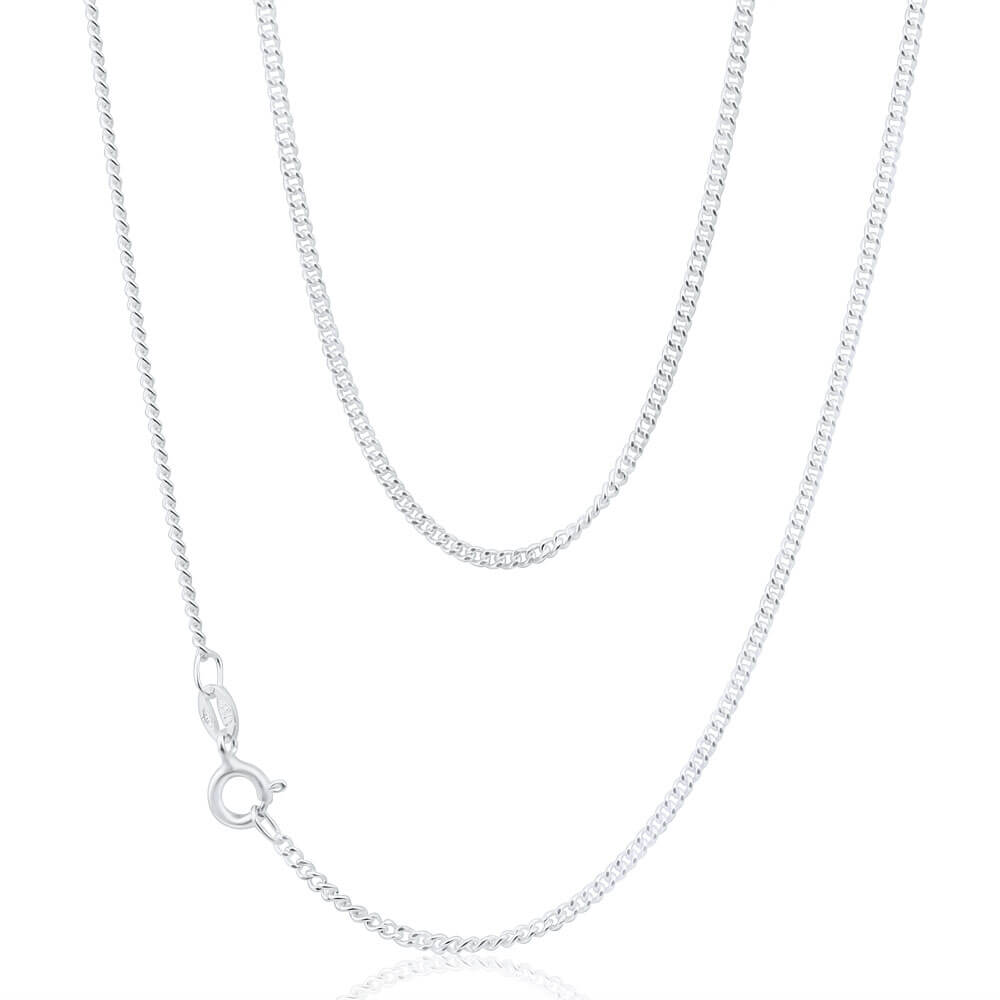 Sterling Silver Curb Link 50 Gauge Chain 45cm