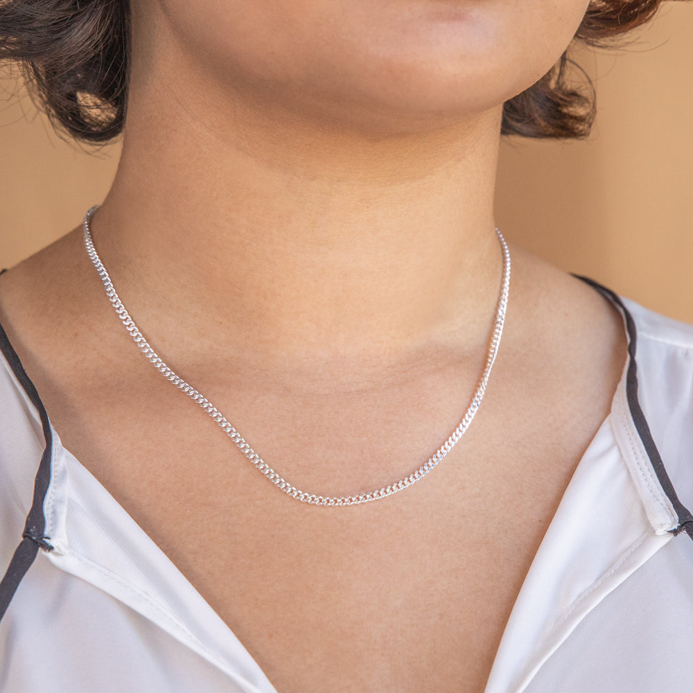 Sterling Silver 80 Gauge Diamond Cut 45cm Curb Chain Shiels Jewellers