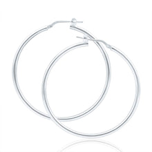 Load image into Gallery viewer, Sterling Silver 40mm Plain Thin Hoop Earrings