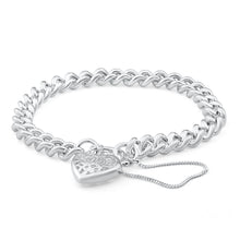Load image into Gallery viewer, Sterling Silver Curb Filigree Heart Bracelet