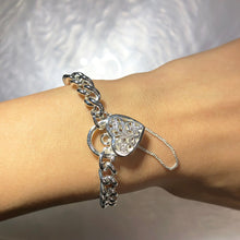 Load image into Gallery viewer, Sterling Silver Curb Filigree Heart Bracelet