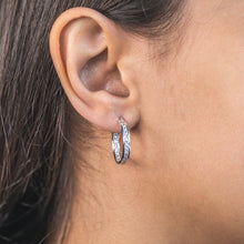 Load image into Gallery viewer, Sterling Silver Cubic Zirconia 18mm Hoop Earrings