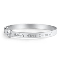 Load image into Gallery viewer, Sterling Silver &#39;Baby&#39;s First Diamond&#39; Expandable Baby Bangle