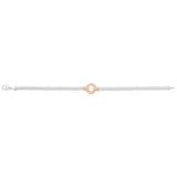 Sterling Silver Rhodium and Rose Gold Plated Cubic Zirconia Bracelet