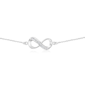 Sterling Silver Cubic Zirconia Infinity Trace Bracelet 19cm