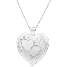 Load image into Gallery viewer, Sterling Silver Engraved Heart Locket 24mm