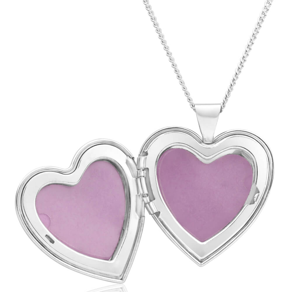 Sterling Silver Engraved Heart Locket 24mm