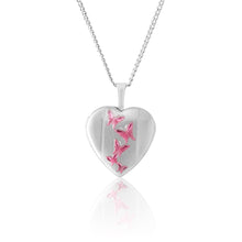 Load image into Gallery viewer, Sterling Silver Pink Butterfly Heart Locket