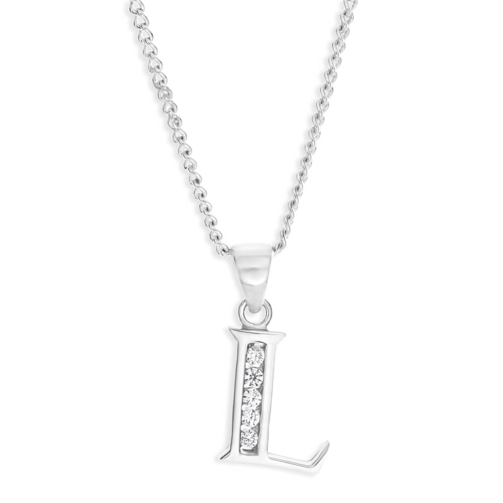 Sterling Silver Cubic Zirconia Initial 