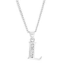 Load image into Gallery viewer, Sterling Silver Cubic Zirconia  Initial &quot;L&quot; Pendant