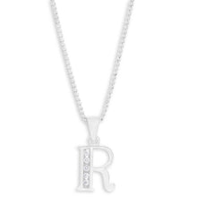 Load image into Gallery viewer, Sterling Silver Cubic Zirconia  Initial &quot;R&quot; Pendant