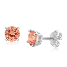 Load image into Gallery viewer, Sterling Silver Zirconia Round 6.55mm Champagne Stud Earrings