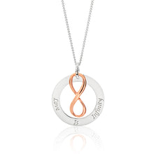Load image into Gallery viewer, Sterling Silver Rose Gold Plated Love Is Infinity Pendant With 40 + 5cm Chain