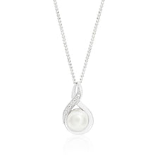 Load image into Gallery viewer, Sterling Silver Freshwater Pearl and Zirconia Infinity Pendant