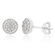 Load image into Gallery viewer, Sterling Silver Diamond Stud Earrings