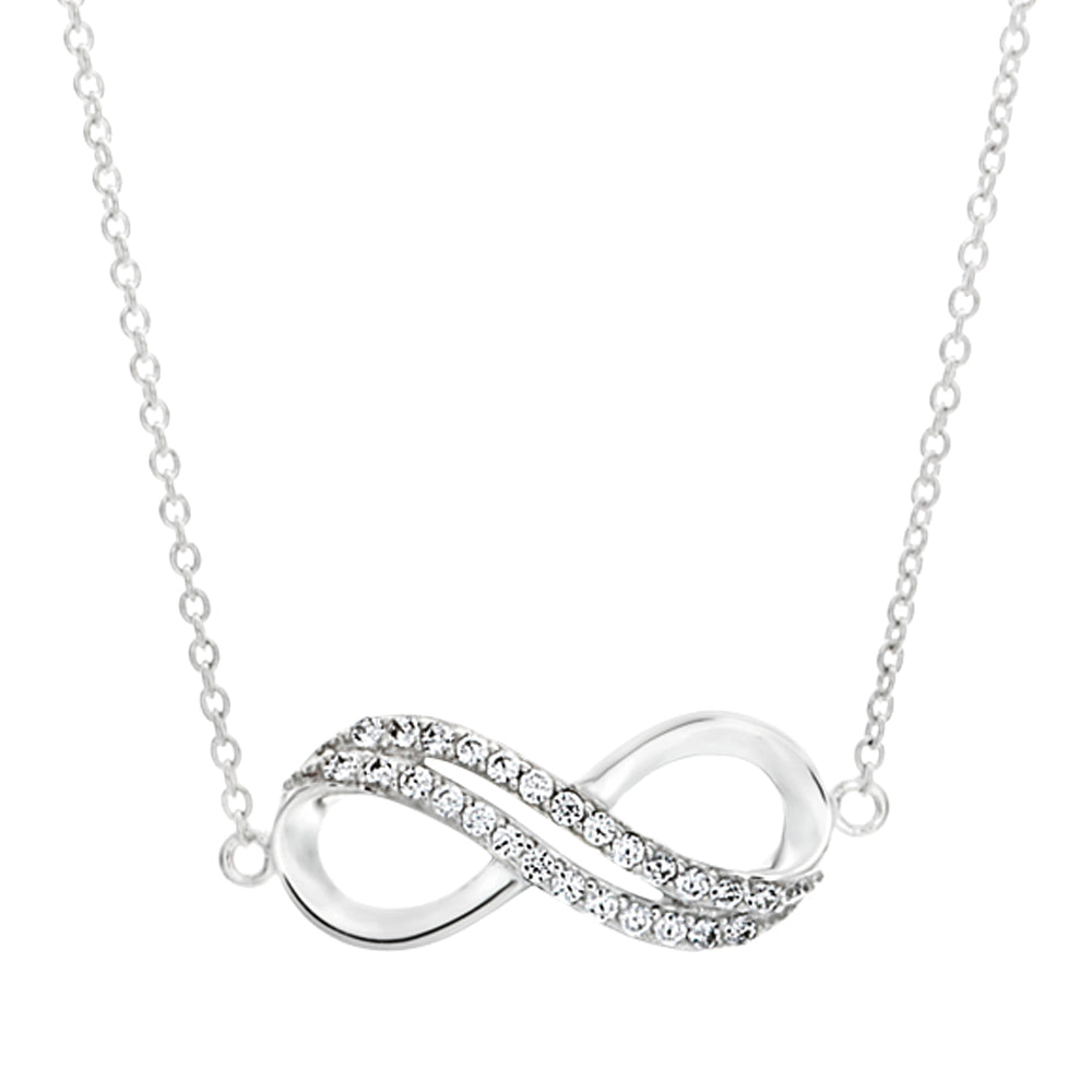 Sterling Silver Cubic Zirconia Infinity Pendant With 45cm Chain