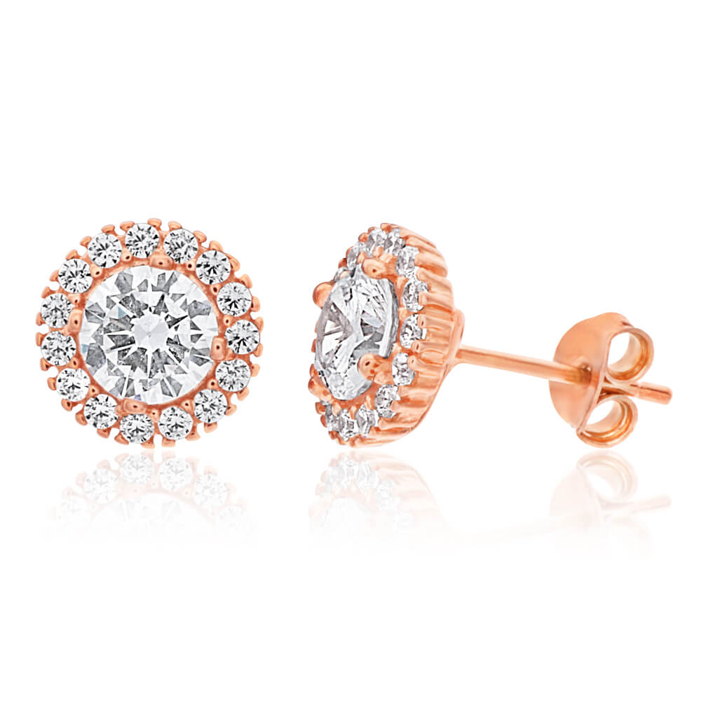 HALO ZIRCONIA ROUND EARRINGS
