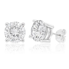 Load image into Gallery viewer, Sterling Silver Cubic Zirconia White 8mm Stud Earrings