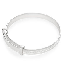 Load image into Gallery viewer, Sterling Silver Milgrain ID Plate Expandable Baby Bangle
