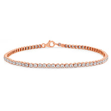 Load image into Gallery viewer, Rose Gold Plated Sterling Silver Cubic Zirconia 19cm Tennis Bracelet