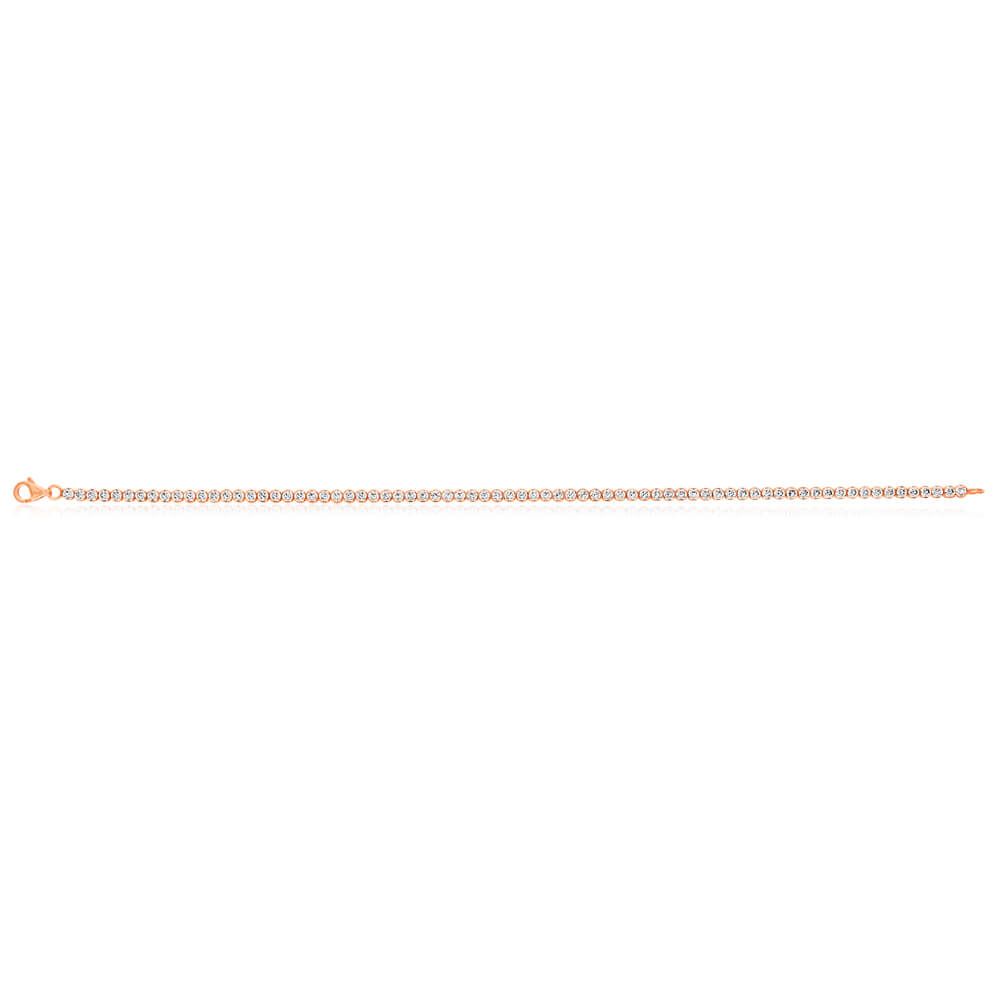 Rose Gold Plated Sterling Silver Cubic Zirconia 19cm Tennis Bracelet