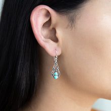 Load image into Gallery viewer, Sterling Silver Created Turquoise Vintage Drop Earrings