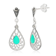 Load image into Gallery viewer, Sterling Silver Created Turquoise Classic Drop Earrings