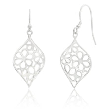 Load image into Gallery viewer, Sterling Silver Flower Cut Out Patterned Drop Earrings