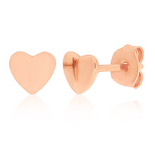 Load image into Gallery viewer, Rose Gold Plated Sterling Silver Plain Heart Stud Earrings