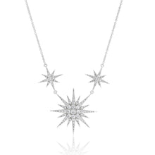 Load image into Gallery viewer, Sterling Silver Cubic Zirconia Star Burst Pendant With 40 + 5cm Chain