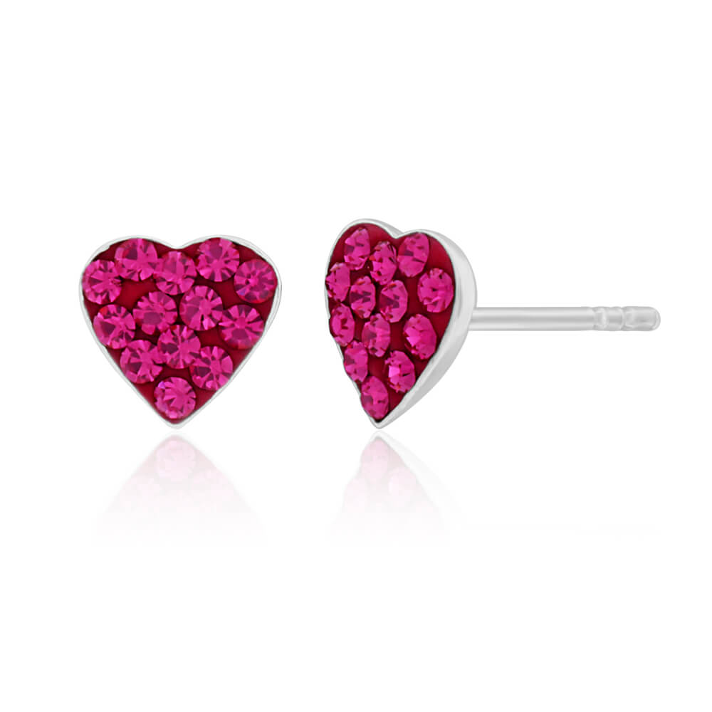 Pink crystal heart earrings Clearance