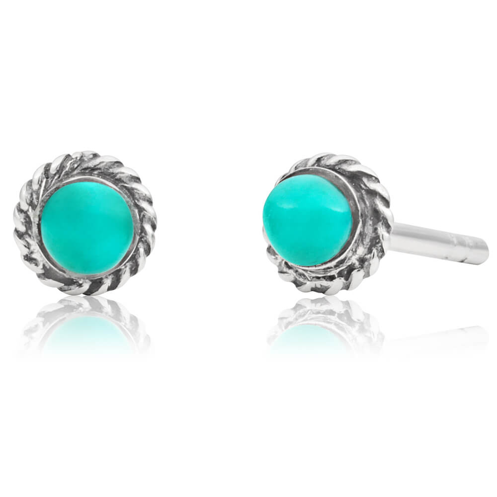 •TURQUOISE - SOFT TRIANGLE• silver bezel set stud earrings