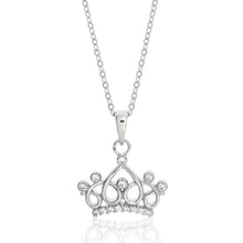 Load image into Gallery viewer, Sterling Silver Cubic Zirconia Princess Crown Pendant