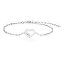 Load image into Gallery viewer, Sterling Silver Rhodium Plated Cubic Zirconia Open Heart Bracelet
