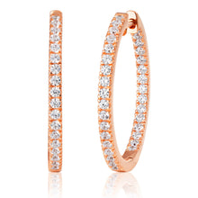 Load image into Gallery viewer, Rose Coloured Gold Plated Sterling Silver Cubic Zirconia Hoop Earrings