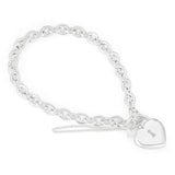 Sterling Silver Belcher Puff Heart Packlock 19cm Bracelet