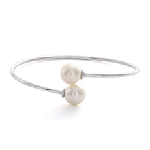 Load image into Gallery viewer, Sterling Silver Rhodium Plated Simulated Pearl Bangle