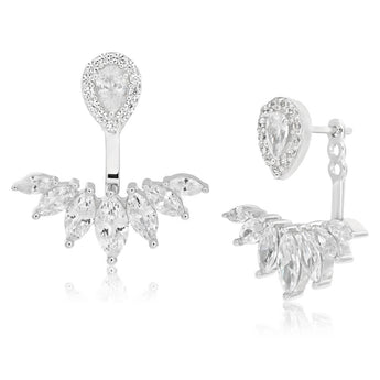 thumbnail image 2 of Sterling Silver 8 Stone Pre-Notched Marquise Ear Jackets - Pair, Gems Not Included 2 of 4
