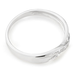 Sterling Silver Crossover 5 Diamond Ring